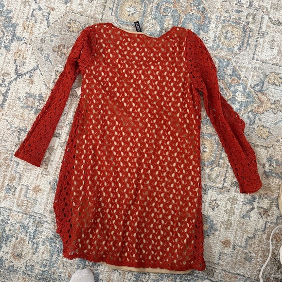 Rust Lace Overlay Dress Design Lab - Picture 2 of 3